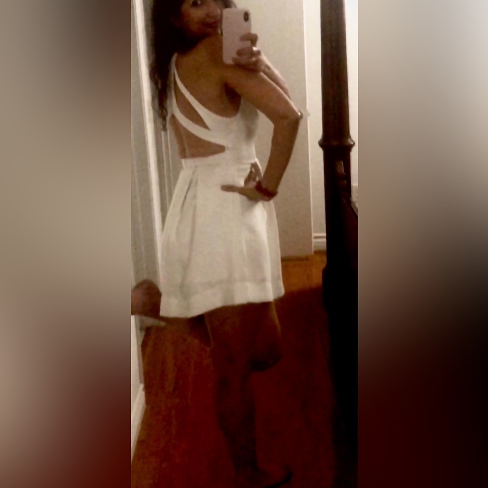 Lulu's White Halter Backless Fit and Flare Dress Size Small